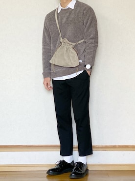 「UNIQLO（ユニクロ）のフランネルシャツ（長袖）（シャツ/ブラウス）」を使った、ざっきーさん（メンズ・178cm）の冬コーディネート