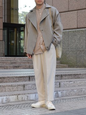 「トレンチ」｜「アイテム（その他）」を使った、ざっきーさん（メンズ・178cm）の冬コーディネート