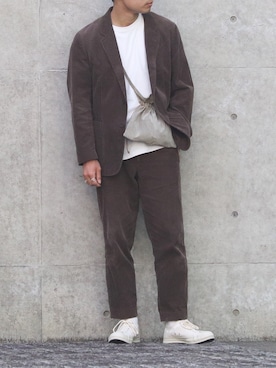 「巾着バッグ」｜「アイテム（その他アウター）」を使った、ざっきーさん（メンズ・178cm）の冬コーディネート