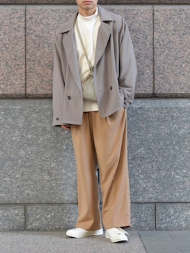 「LUCY（ルーシー）のアイテム（トレンチコート）」を使った、ざっきーさん（メンズ・178cm）の春コーディネート