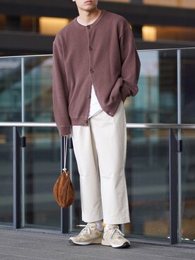 「MinoriTY（マイノリティ）の2タックテーパードワイドパンツ【MinoriTY × WEARISTA Mr.SZK（ミスタースズキ）コラボ】（スラックス）」を使った、ざっきーさん（メンズ・178cm）の春コーディネート