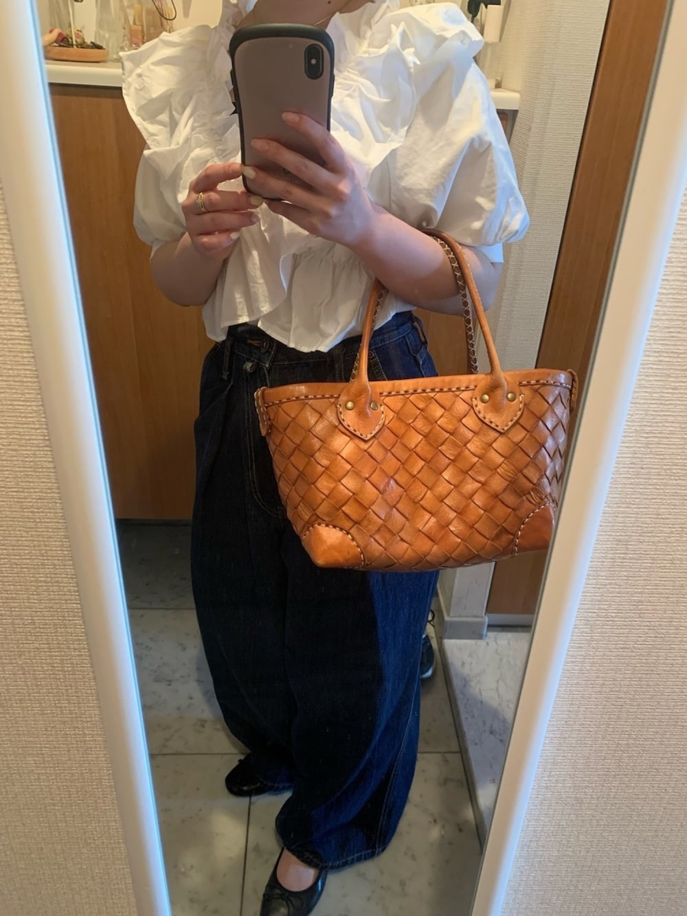 「低身長、低身長コーデ、147cm、147cmコーデ、ZARA、ニコアンド、nikoand、バレエシューズ、白ブラウス、春コーデ」｜「ZARAのアイテム（シャツ/ブラウス、ホワイト系）」を使った、sato - tamamiさん（レディース・147cm）の春コーディネートの1枚目の写真