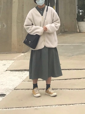 「カフェ巡り」｜「アイテム（ノーカラージャケット）」を使った、Nita🇹🇼さん（レディース・155cm）の春コーディネート