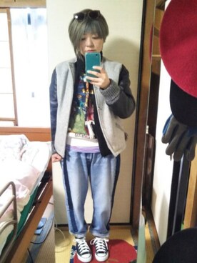 「MANASTASH（マナスタッシュ）のアイテム（ブルゾン）」を使った、Kaeさん（レディース・155cm）の冬コーディネート