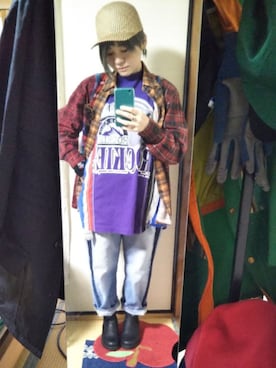 「リメイクデニム」｜「アイテム（シャツ/ブラウス）」を使った、Kaeさん（レディース・155cm）の春コーディネート