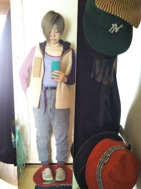 「MANASTASH（マナスタッシュ）のアイテム（マウンテンパーカー）」を使った、Kaeさん（レディース・155cm）の春コーディネート