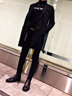 「DOLCE&GABBANA（ドルチェアンドガッバーナ）のアイテム（ブーツ）」を使った、TAKUMAさん（メンズ・183cm）の冬コーディネート