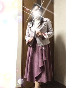 「31 Sons de mode（トランテアン　ソン　ドゥ　モード）のアイテム（ライダースジャケット）」を使った、さち(=^ェ^=)さん（レディース・153cm）の冬コーディネート