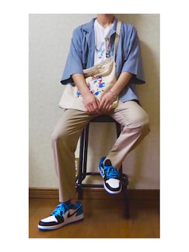 「春夏コーデ」｜「GU（ジーユー）のアイテム（セットアップ）」を使った、りょうはさん（メンズ・174cm）の夏コーディネート
