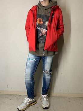 「バンダナ」｜「アイテム（ブルゾン）」を使った、yuto。さん（メンズ・169cm）の春コーディネート