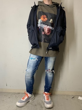 「バンダナ」｜「アイテム（ブルゾン）」を使った、yuto。さん（メンズ・169cm）の春コーディネート