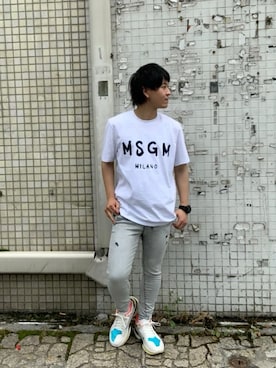 「MSGM（エムエスジーエム）のアイテム（トップス）」を使った、yuto。さん（メンズ・169cm）の夏コーディネート