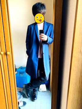 「DOOPZ（ドープス）のアイテム（チェスターコート）」を使った、Doggさん（メンズ・178cm）の秋コーディネート