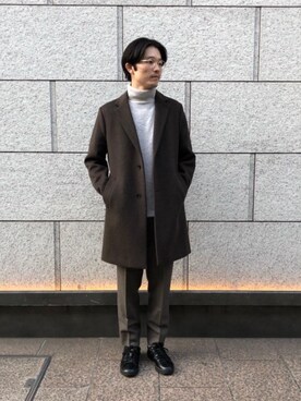 「RECOMMEND  ITEM STYLING」｜「アイテム（チェスターコート）」を使った、福田竜生さん（メンズ・176cm）の秋コーディネート