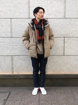 「RECOMMEND  ITEM STYLING」｜「アイテム（ダウンジャケット/コート）」を使った、福田竜生さん（メンズ・176cm）の冬コーディネート