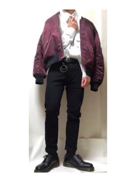 「Confirm（コンファーム）のアイテム（MA-1）」を使った、藍さん（メンズ・176cm）の冬コーディネート