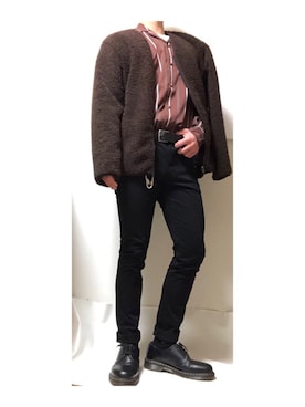 「茶色」｜「アイテム（その他アウター）」を使った、藍さん（メンズ・176cm）の冬コーディネート