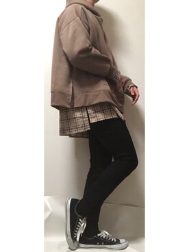 「classicalelf（クラシカルエルフ）のアイテム（パーカー）」を使った、藍さん（メンズ・176cm）の春コーディネート