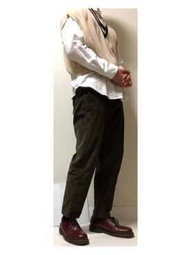 「Dr. Martens（ドクターマーチン）のDr.Martens / ドクターマーチン 1461 3EYE GIBSON SHOE 3ホール ギブソン シューズ ブーツ（ブーツ）」を使った、藍さん（メンズ・176cm）の春コーディネート