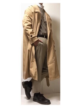「kutir（クティール）のアイテム（トレンチコート）」を使った、藍さん（メンズ・176cm）の春コーディネート