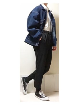 「neos（ネオス）のアイテム（デニムジャケット）」を使った、藍さん（メンズ・176cm）の春コーディネート