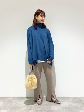 「SENSE OF PLACE by URBAN RESEARCH（センスオブプレイスバイアーバンリサーチ）のスクエアトウVカットフラットシューズ（その他シューズ）」を使った、aさん（レディース・168cm）の秋コーディネート