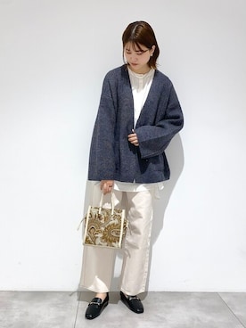 「白デニム」｜「アイテム（その他アウター）」を使った、aさん（レディース・168cm）の秋コーディネート