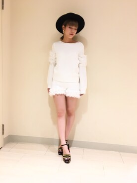 「LILY BROWN（リリーブラウン）のアイテム（サンダル）」を使った、kurumi kawagoeさん（レディース・155cm）の冬コーディネート