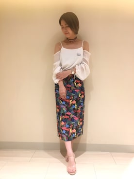 「LILY BROWN（リリーブラウン）のアイテム（その他トップス）」を使った、kurumi kawagoeさん（レディース・155cm）の夏コーディネート