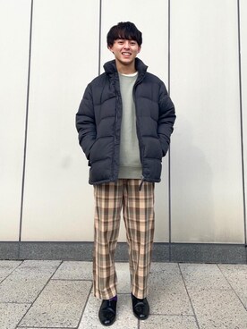 「coen（コーエン）の【女性にもオススメ】シェフパンツ"CHEF PANTS"(一部WEB限定カラー)(イージーパンツ/バルーンパンツ/チェック/ストライプ/デニム)#（その他パンツ、その他）」を使った、coen しのぴーさん（メンズ・163cm）の冬コーディネート