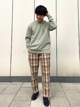 「coen（コーエン）の【女性にもオススメ】シェフパンツ"CHEF PANTS"(一部WEB限定カラー)(イージーパンツ/バルーンパンツ/チェック/ストライプ/デニム)#（その他パンツ、その他）」を使った、coen しのぴーさん（メンズ・163cm）の冬コーディネート