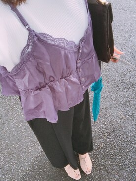 「LILY BROWN（リリーブラウン）のアイテム（その他シューズ）」を使った、rykさん（レディース・156cm）の夏コーディネート