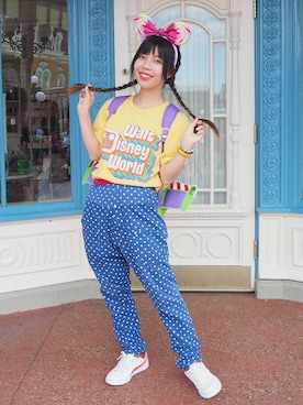 「ドットパンツ」｜「アイテム（雑貨/ホビー）」を使った、chie☻さん（レディース・159cm）の春コーディネート