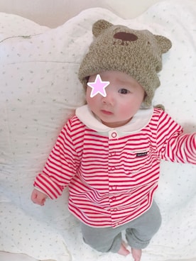 「babygap」｜「アイテム（ニットキャップ/ビーニー）」を使った、ちびはる＆みーさん（キッズ・60cm）の冬コーディネート