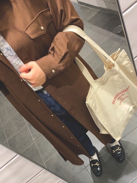 「ストレートパンツ」｜「アイテム（シャツワンピース）」を使った、mさん（レディース・154cm）の秋コーディネート