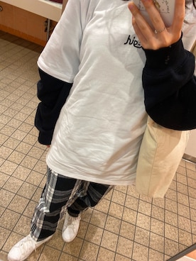 「GU（ジーユー）のアイテム（パンツ、ホワイト系）」を使った、mさん（レディース）の春コーディネート