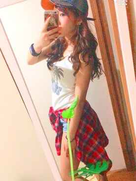 「Barbie（バービー）のアイテム（帽子）」を使った、、さん（レディース・155cm）の夏コーディネート