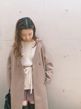 「ケーブルカーディガン」｜「アイテム（その他アウター）」を使った、C.Yamamotoさん（レディース・162cm）の秋コーディネート