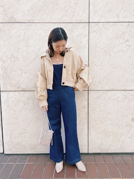 「mline（エムライン）のアイテム（オールインワン・サロペット）」を使った、C.Yamamotoさん（レディース・163cm）の冬コーディネート