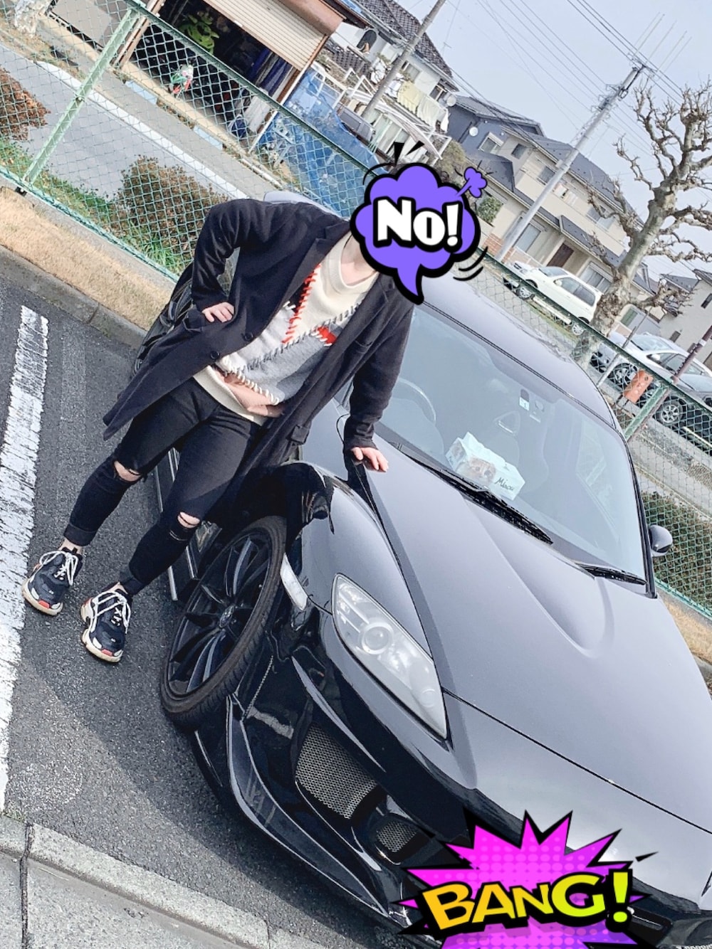 「おしゃれさんと繋がりたい、カジュアル、ストリートコーデ、スキニー、ゆるコーデ、バレンシアガ、トリプルS、シンプル」｜「BALENCIAGAのBalenciaga Triple S Mesh, Nubuck And Leather Sneakers（スニーカー、ブラック系）」を使った、P.Hさん（メンズ・159cm）の冬コーディネートの1枚目の写真