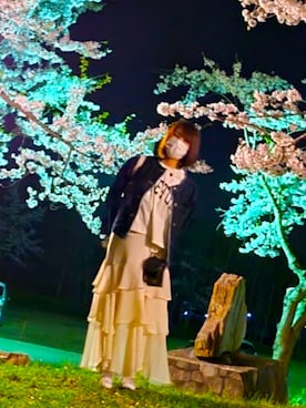 「AS KNOW AS PINKY（アズノゥアズピンキー）のアイテム（デニムジャケット）」を使った、ぱるぱる♡さん（レディース・163cm）の春コーディネート