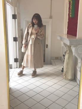 「nice claup」｜「アイテム（トレンチコート）」を使った、miho【骨格ストレート/イエベ春】さん（レディース・161cm）の春コーディネート