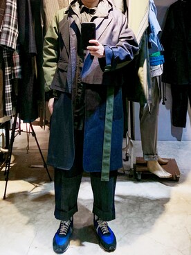 「TAIPEI」｜「アイテム（ピーコート）」を使った、rechic clothing shopさん（メンズ・171cm）の冬コーディネート