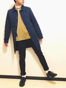 「ロールアップ」｜「アイテム（その他トップス）」を使った、Tomoaki Hondaさん（メンズ・171cm）の冬コーディネート