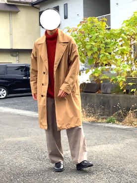 「ステンカラーコート ベージュ」｜Tomoaki Hondaさん（メンズ・171cm）の秋コーディネート