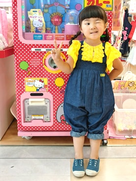 「ANAP（アナップ）のアイテム（サロペット/オーバーオール）」を使った、misocccoさん（キッズ・110cm）の春コーディネート