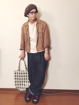 「バスクシャツ」｜「アイテム（ブルゾン）」を使った、old_goldさん（メンズ・170cm）の春コーディネート