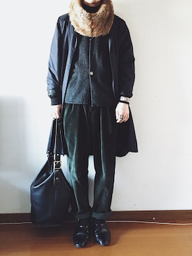 「モヘアカーディガン」｜「アイテム（その他シューズ）」を使った、old_goldさん（メンズ・170cm）の冬コーディネート