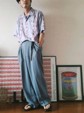 「トングサンダル」｜「アイテム（ハンチング/ベレー帽）」を使った、old_goldさん（メンズ・170cm）の春コーディネート
