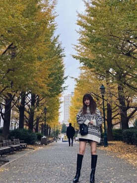 「イチョウ並木」｜「アイテム（ブーツ）」を使った、Kanaさん（レディース・154cm）の冬コーディネート